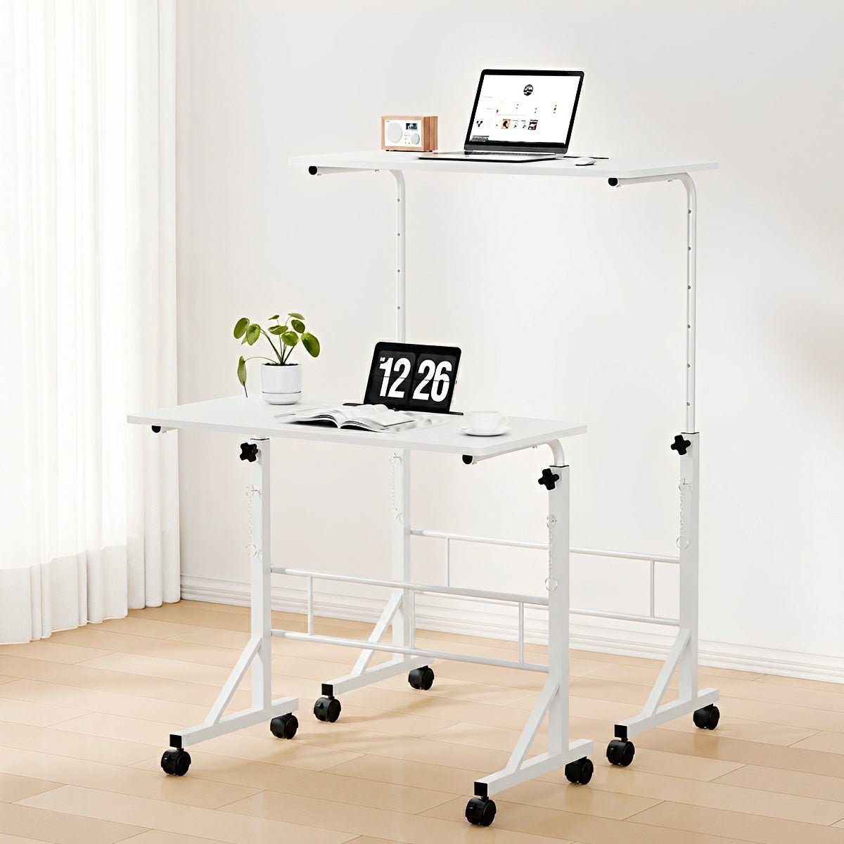31.5" Adjustable Mobile Rolling Ergonomic Office Desk - Flyachilles
