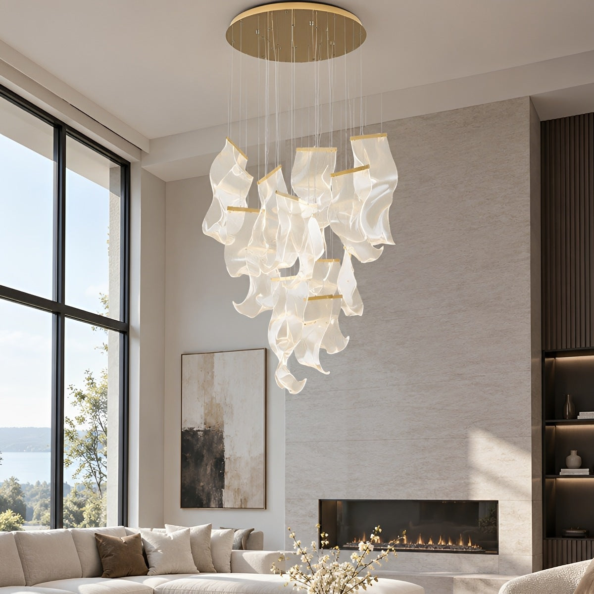 Modern Luxury Sculptural Ribbon LED Chandelier