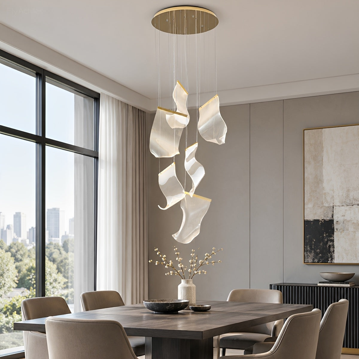 Modern Luxury Sculptural Ribbon LED Chandelier