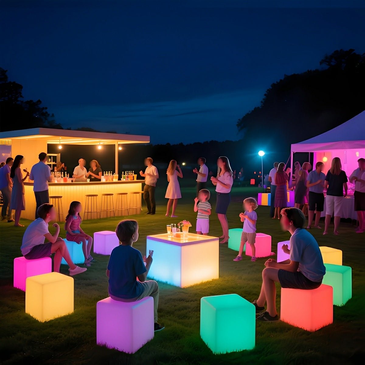 Modern Minimalist Outdoor 360° Rotating Cube LED Floor Lamp Solar / 13.78 ''