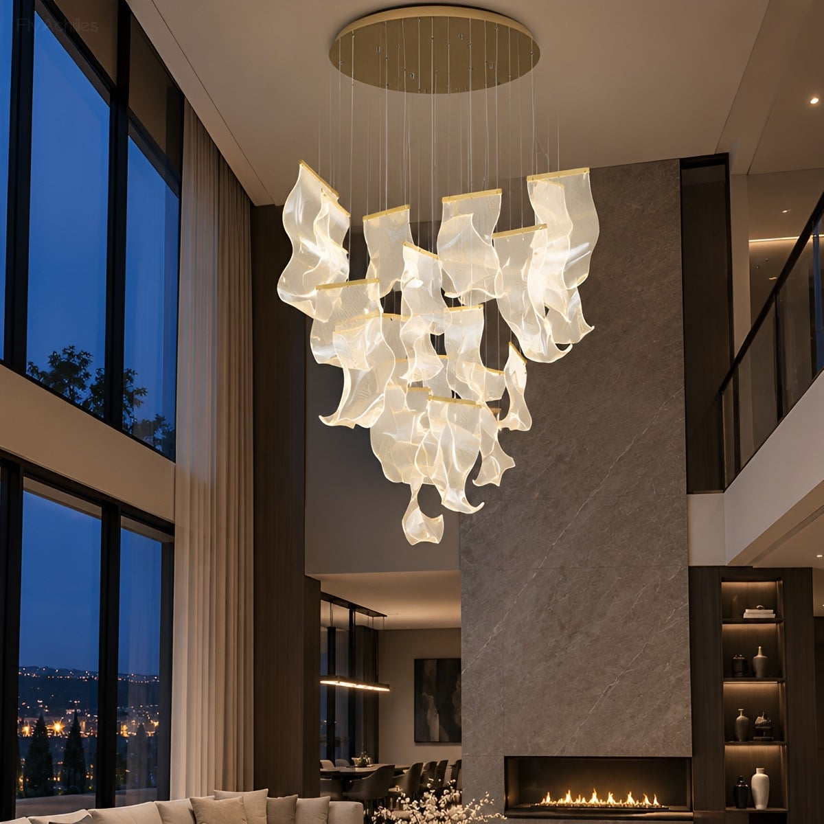 Modern Luxury Sculptural Ribbon LED Chandelier