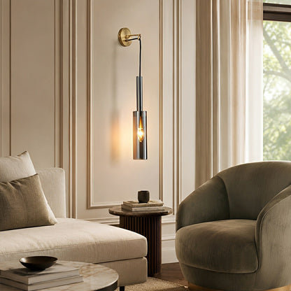 Modern Gray Cylindrical Crystal Wall Sconce