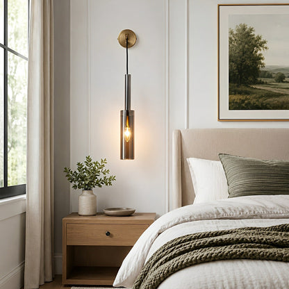 Modern Gray Cylindrical Crystal Wall Sconce