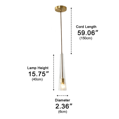 Modern Slim Conical Crystal Pendant Light