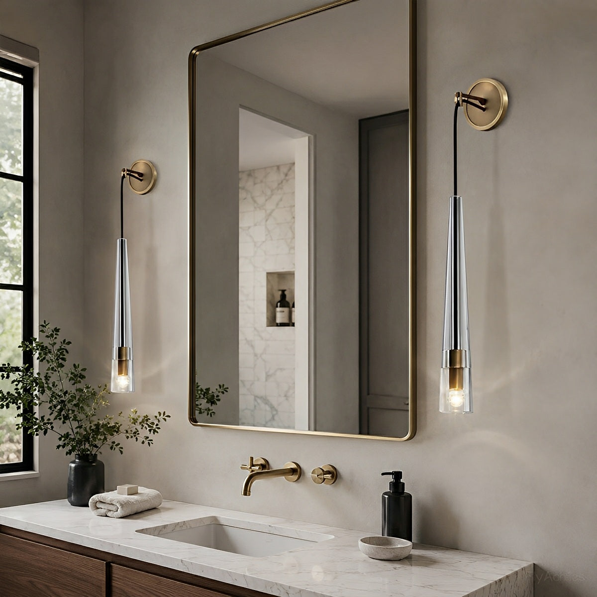 Modern Slim Conical Crystal LED Wall Sconce