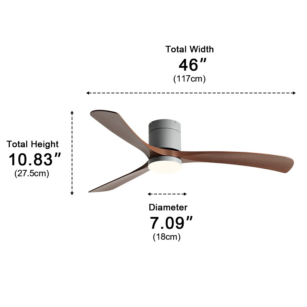 Modern Dimmable Ceiling Fan with Light