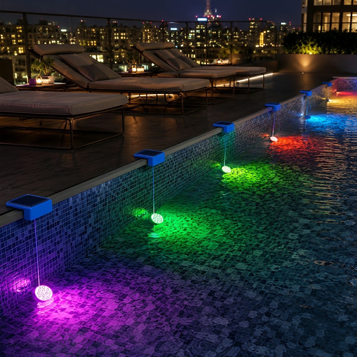 Outdoor Solar RGB Pool Light Underwater Lighting