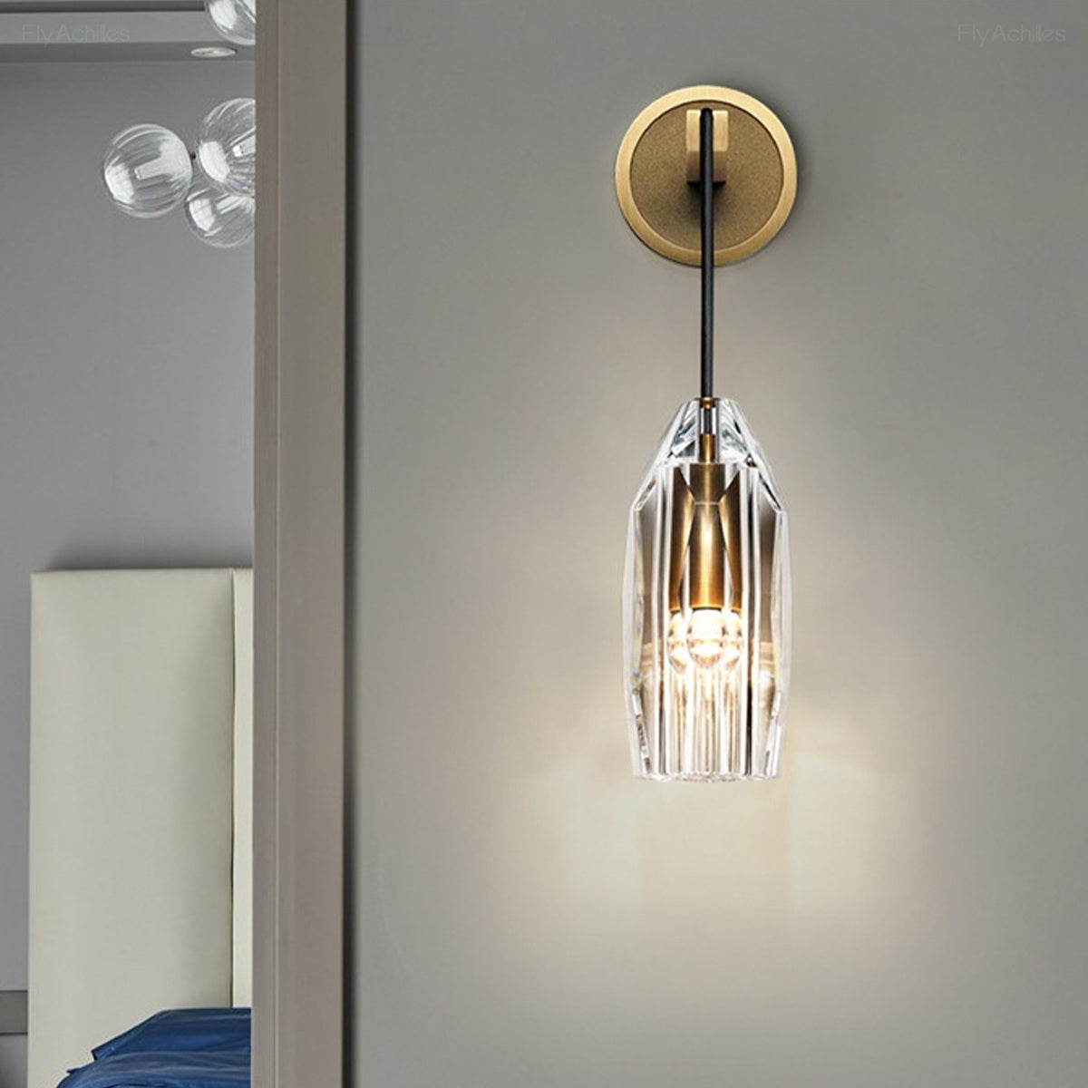 Modern Ribbed Crystal Wall Sconce