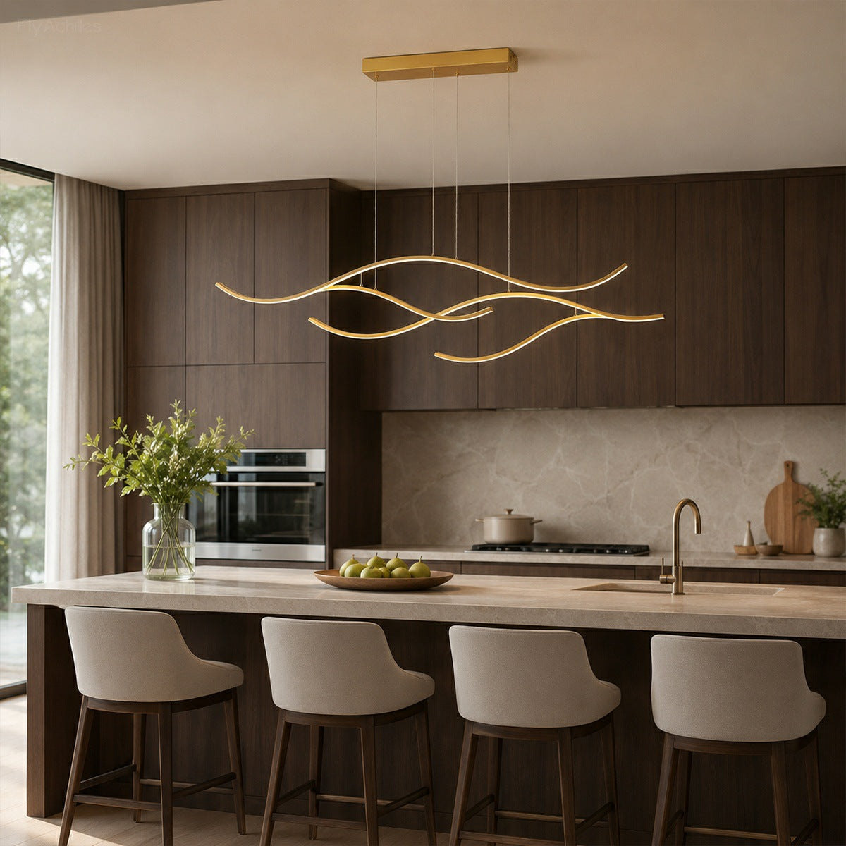 Modern Wave LED Linear Pendant Light