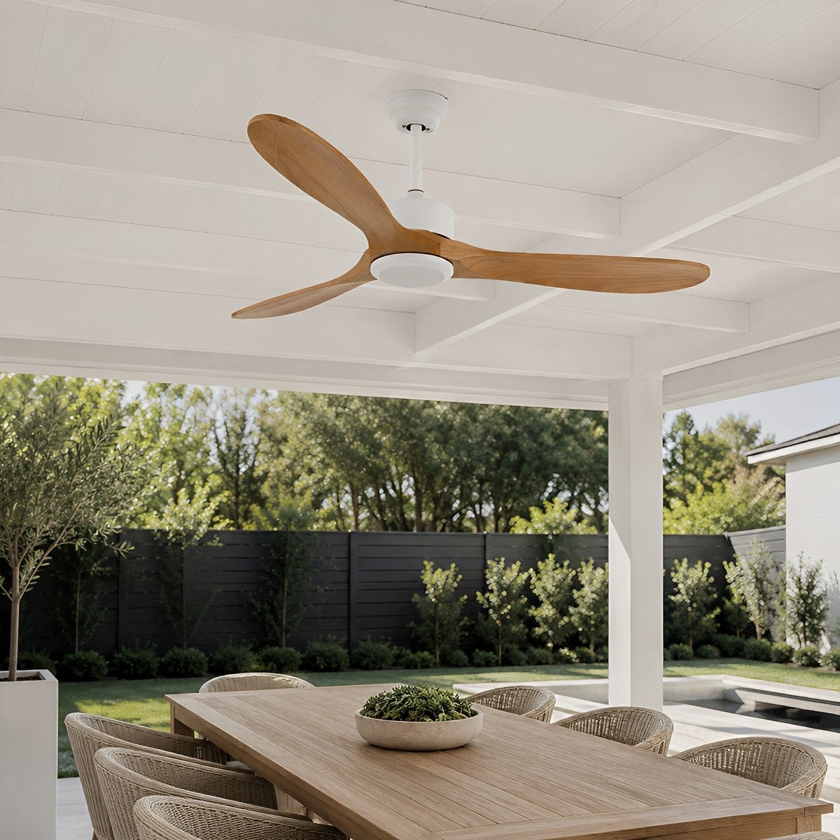 Waterproof Modern Wood 3-Blade Outdoor Ceiling Fan