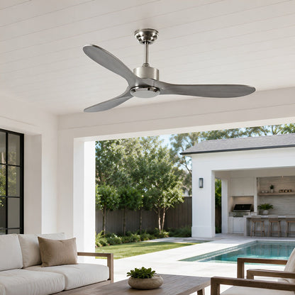 Waterproof Modern Wood 3-Blade Outdoor Ceiling Fan