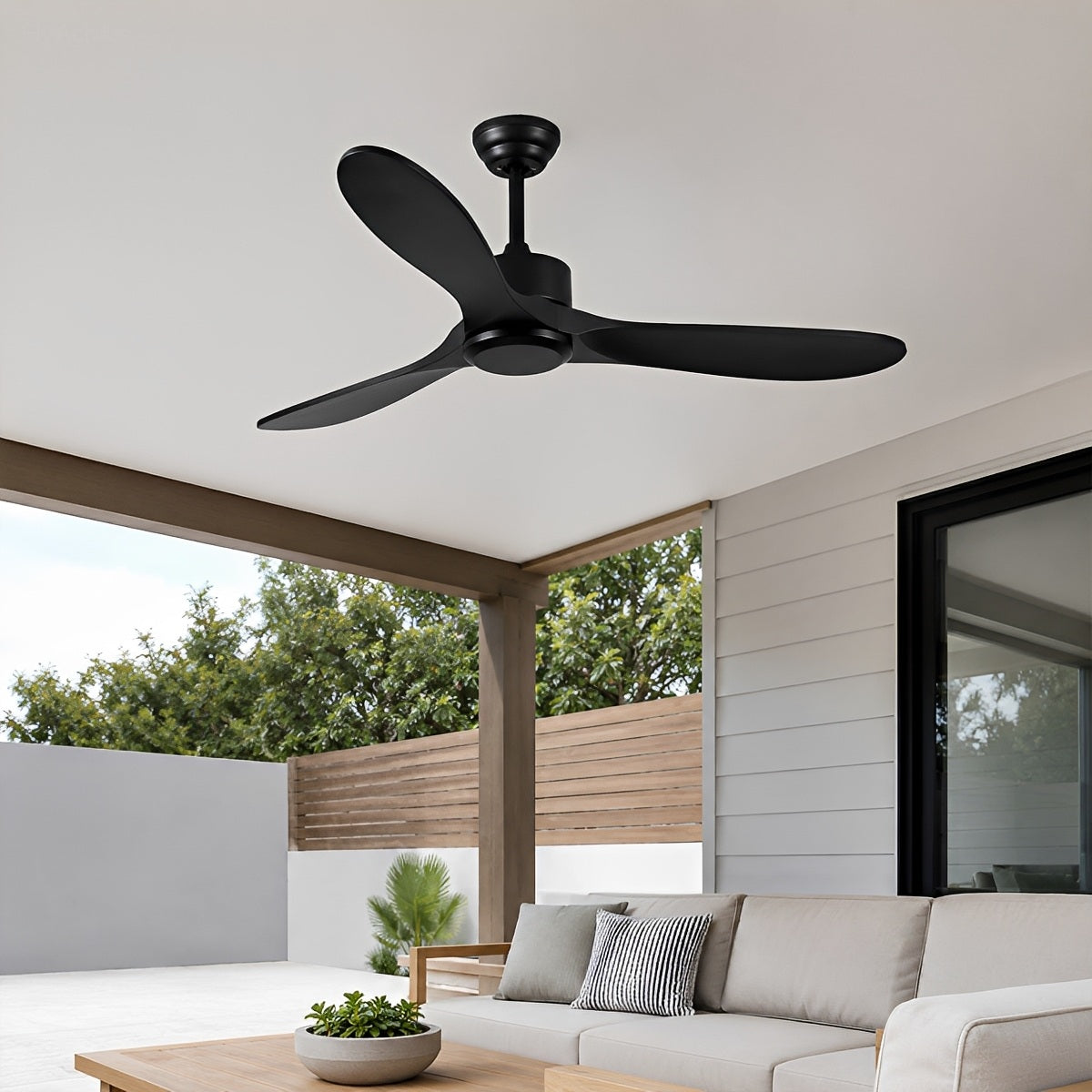 Waterproof Modern Wood 3-Blade Outdoor Ceiling Fan