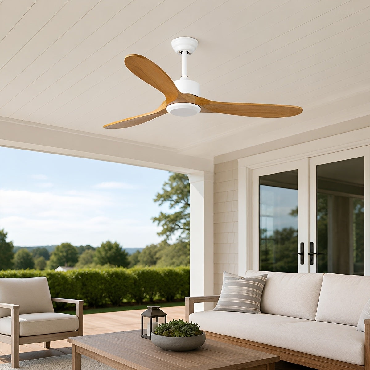 Waterproof Modern Wood 3-Blade Outdoor Ceiling Fan