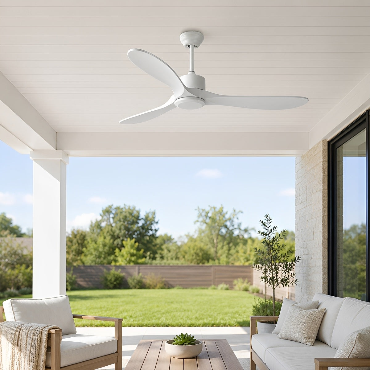 Waterproof Modern Wood 3-Blade Outdoor Ceiling Fan