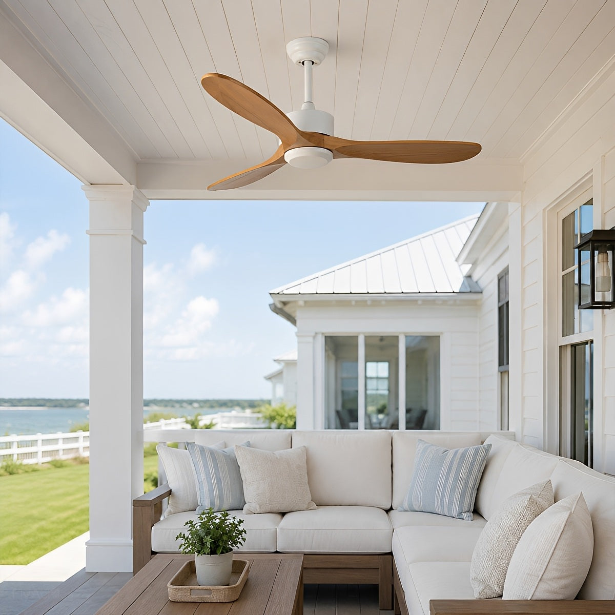 Waterproof Modern Wood 3-Blade Outdoor Ceiling Fan