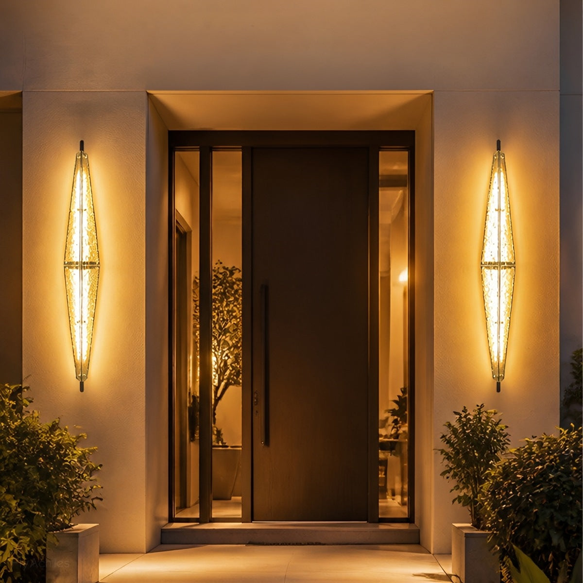 Waterproof Luxury Diamond Leaf Textured Glass Outdoor Wall Light