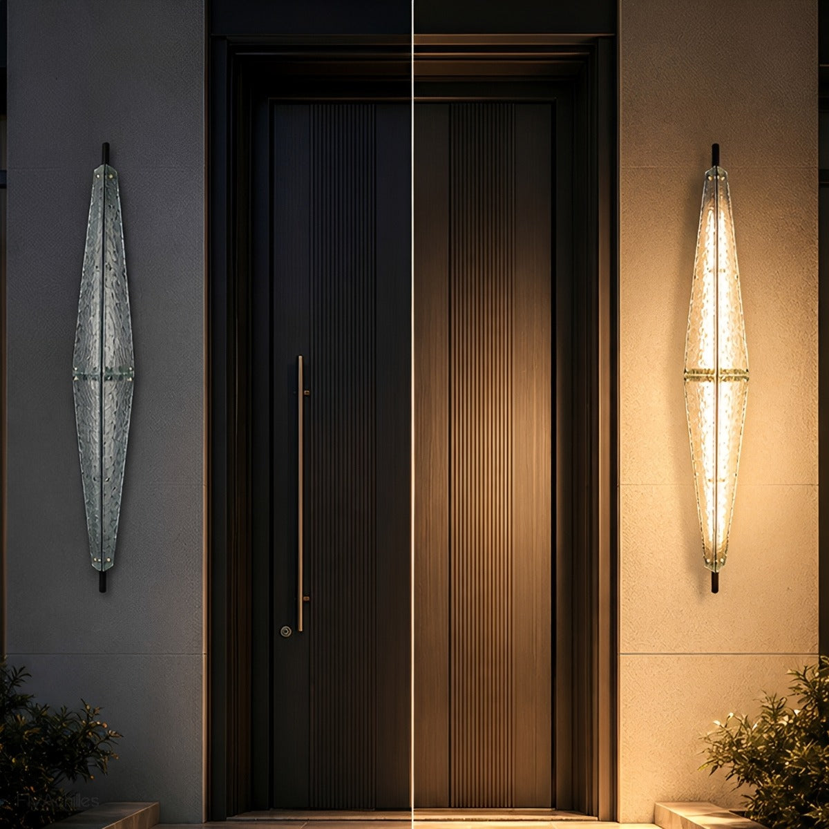 Waterproof Luxury Diamond Leaf Textured Glass Outdoor Wall Light