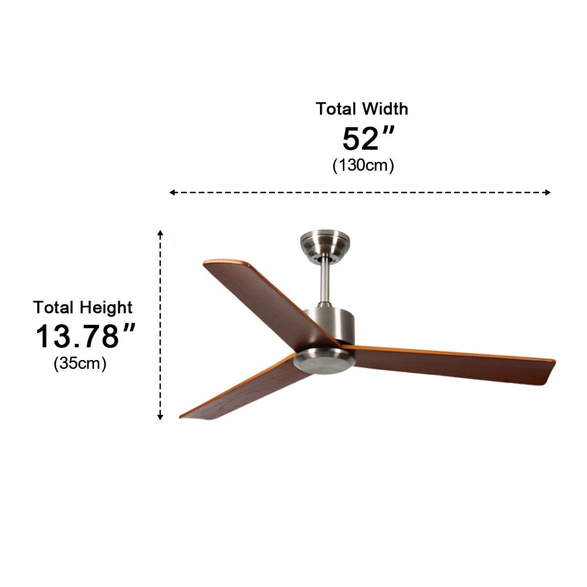 Waterproof 3-Blade Streamlined Wood Outdoor Ceiling Fan