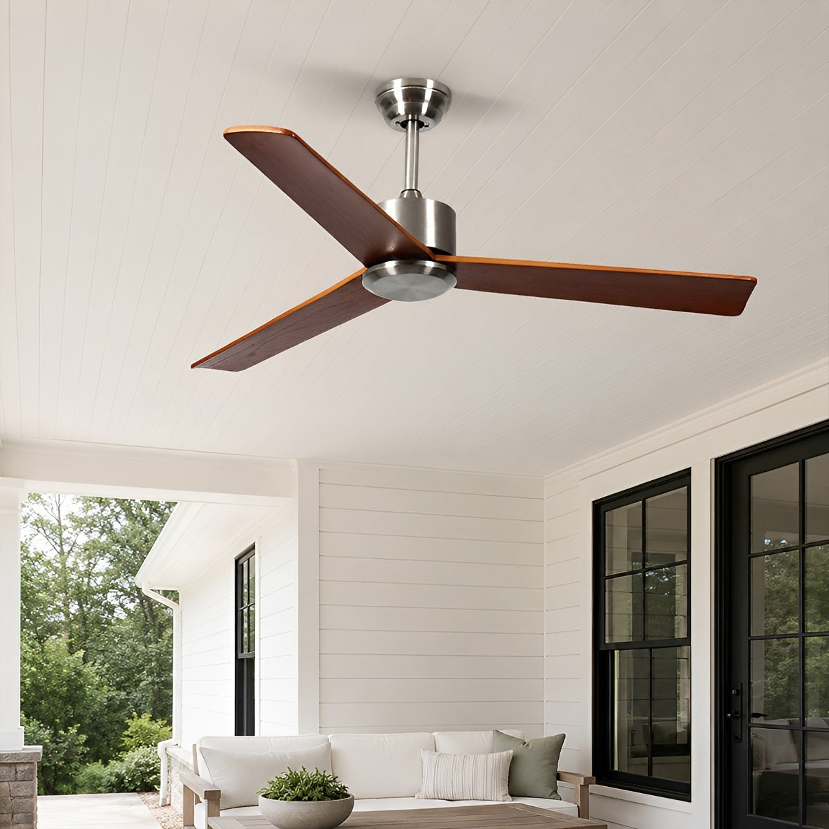Waterproof 3-Blade Streamlined Wood Outdoor Ceiling Fan