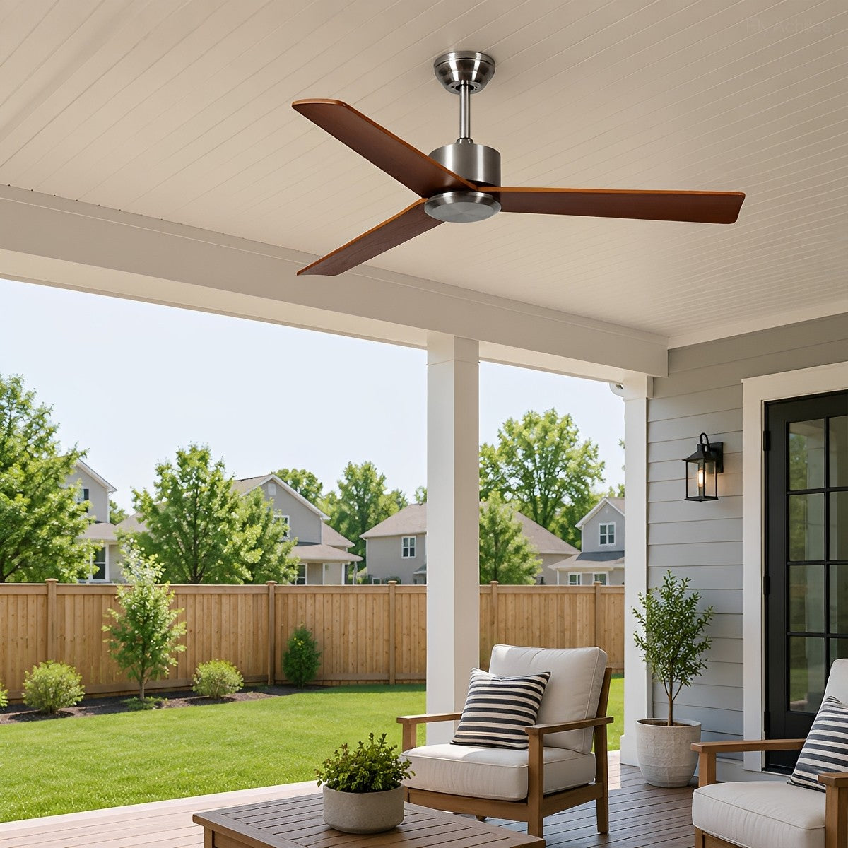 Waterproof 3-Blade Streamlined Wood Outdoor Ceiling Fan