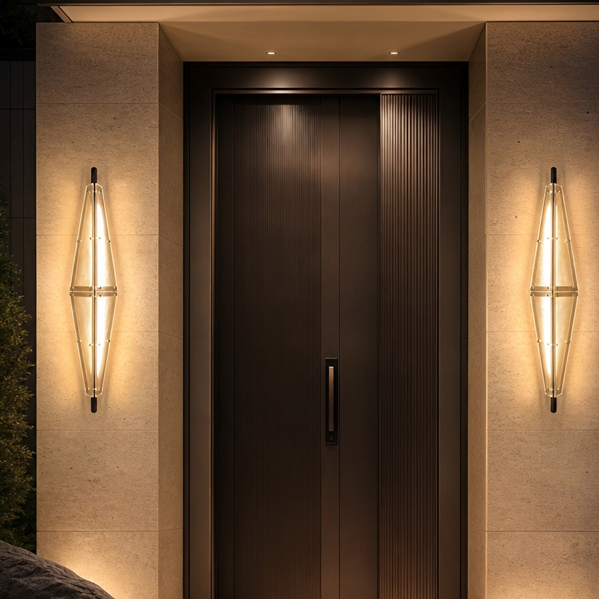 Waterproof Luxury Diamond Ribbed Glass Outdoor Wall Light