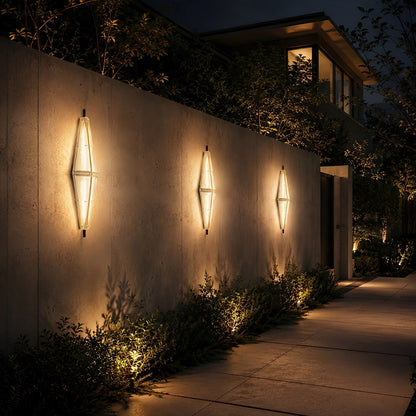 Waterproof Luxury Diamond Ribbed Glass Outdoor Wall Light