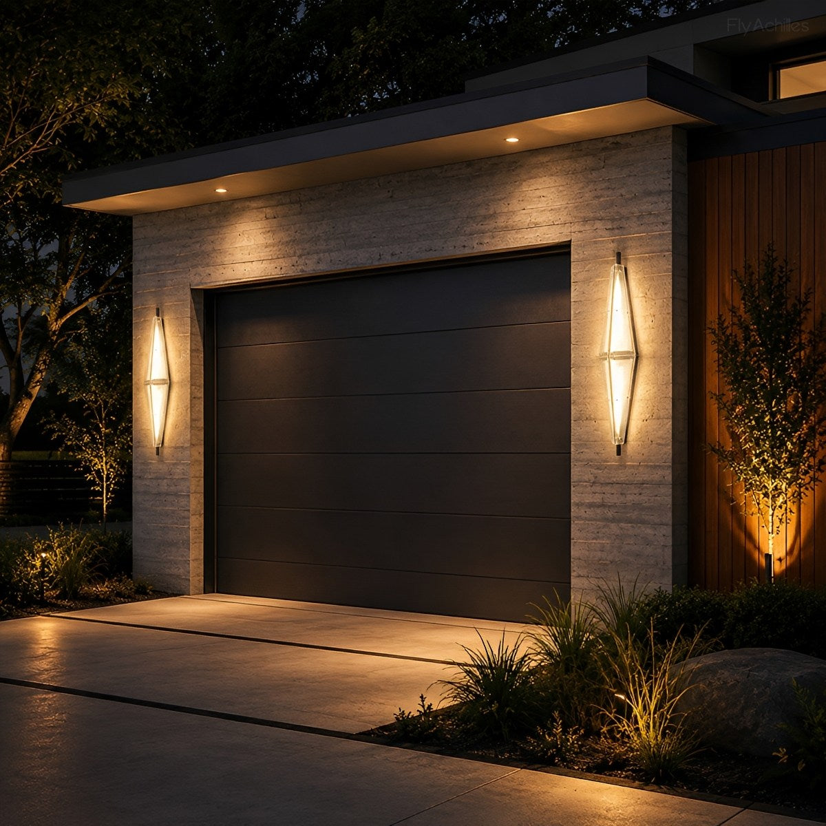 Waterproof Luxury Diamond Ribbed Glass Outdoor Wall Light