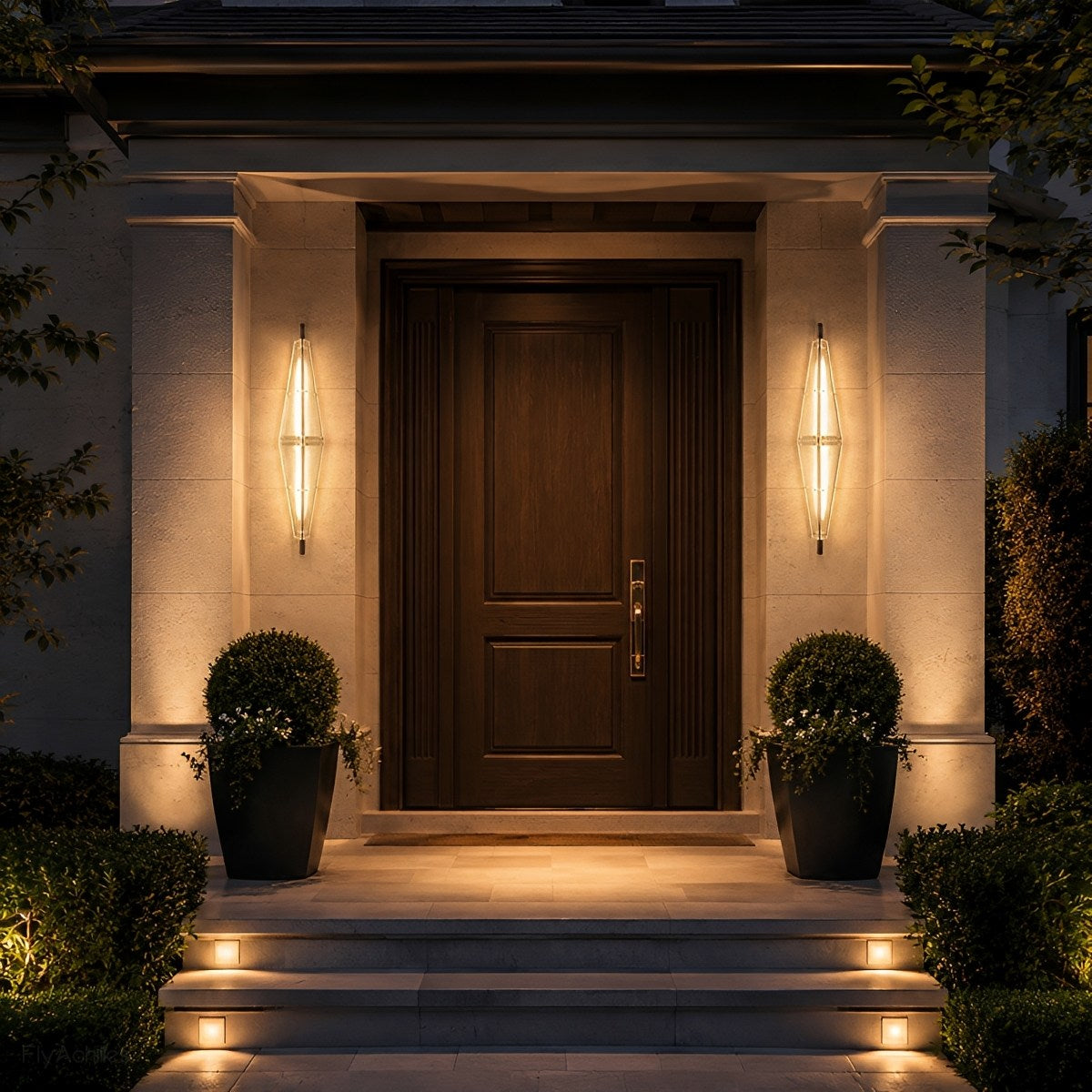 Waterproof Luxury Diamond Ribbed Glass Outdoor Wall Light
