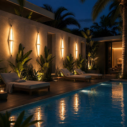 Waterproof Luxury Diamond Ribbed Glass Outdoor Wall Light