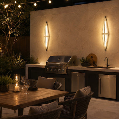 Waterproof Luxury Diamond Ribbed Glass Outdoor Wall Light