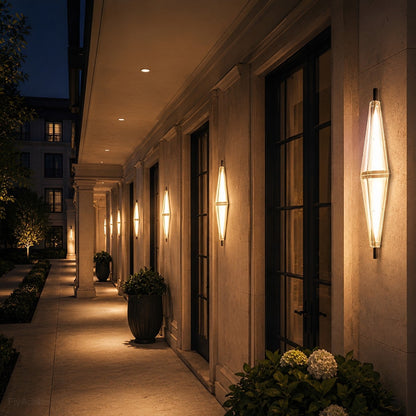 Waterproof Luxury Diamond Ribbed Glass Outdoor Wall Light