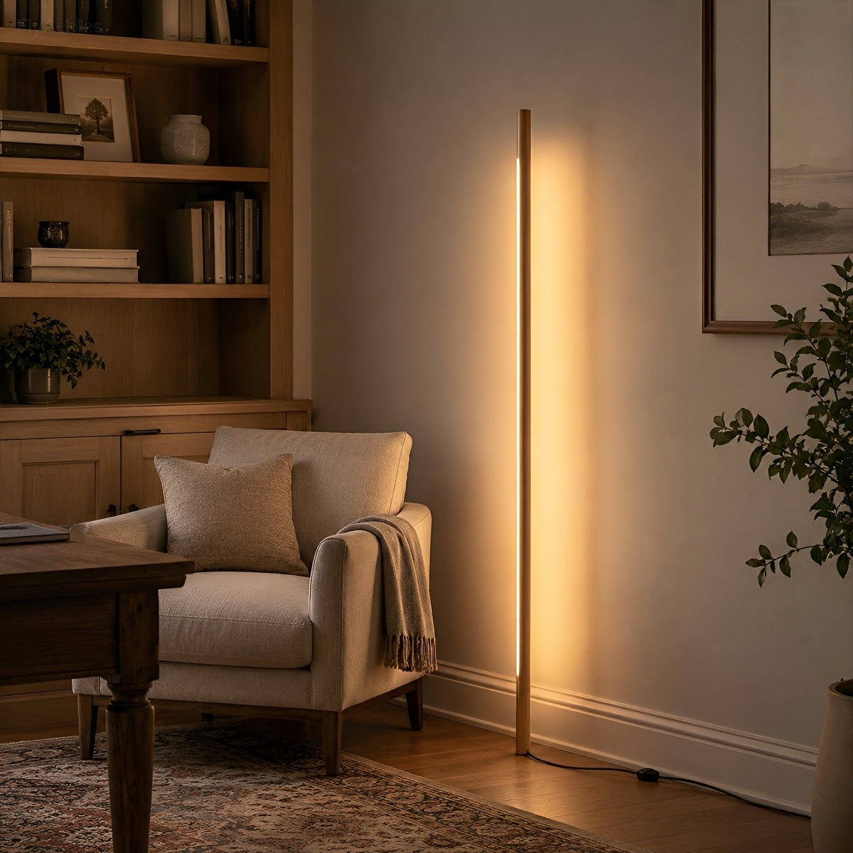 Modern Minimalist Wood LED Linear LED Floor Lamp