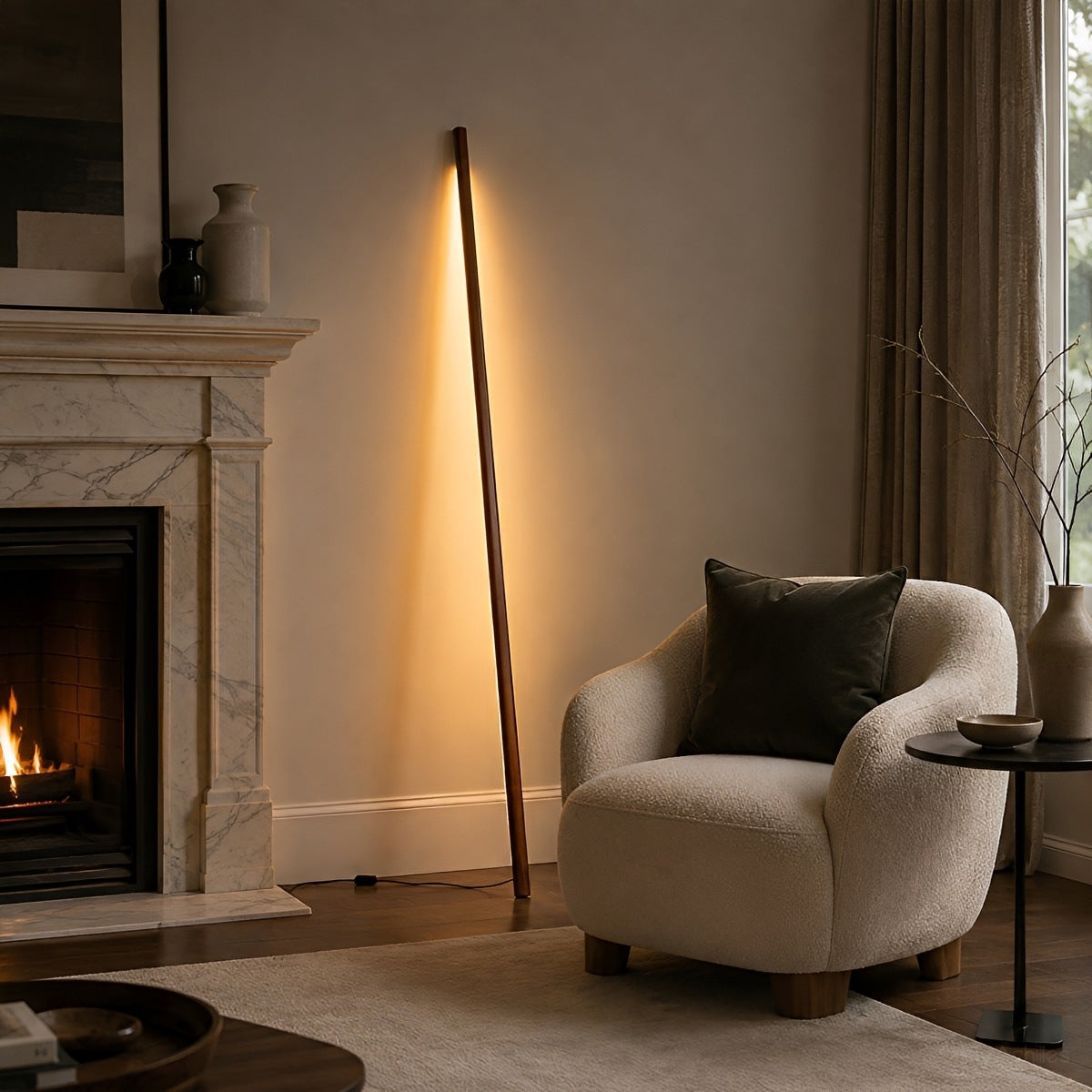 Modern Minimalist Wood LED Linear LED Floor Lamp