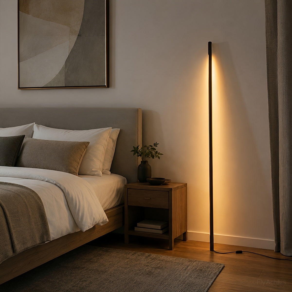 Modern Minimalist Wood LED Linear LED Floor Lamp