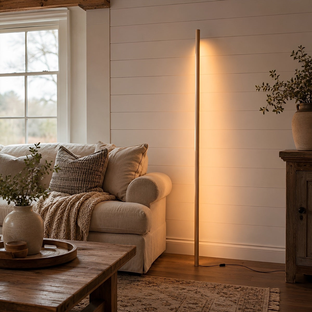 Modern Minimalist Wood LED Linear LED Floor Lamp