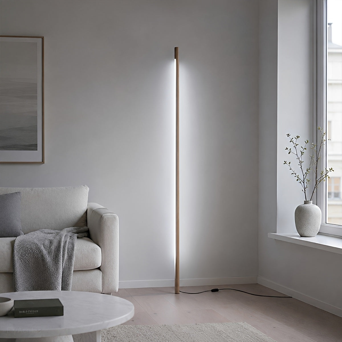 Modern Minimalist Wood LED Linear LED Floor Lamp