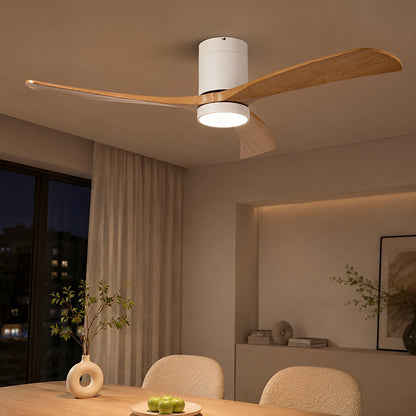 Modern Wood Ceiling Fan Light 6-Speed DC Motor Full-Spectrum