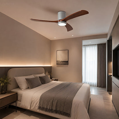 Modern Wood Ceiling Fan Light 6-Speed DC Motor Full-Spectrum