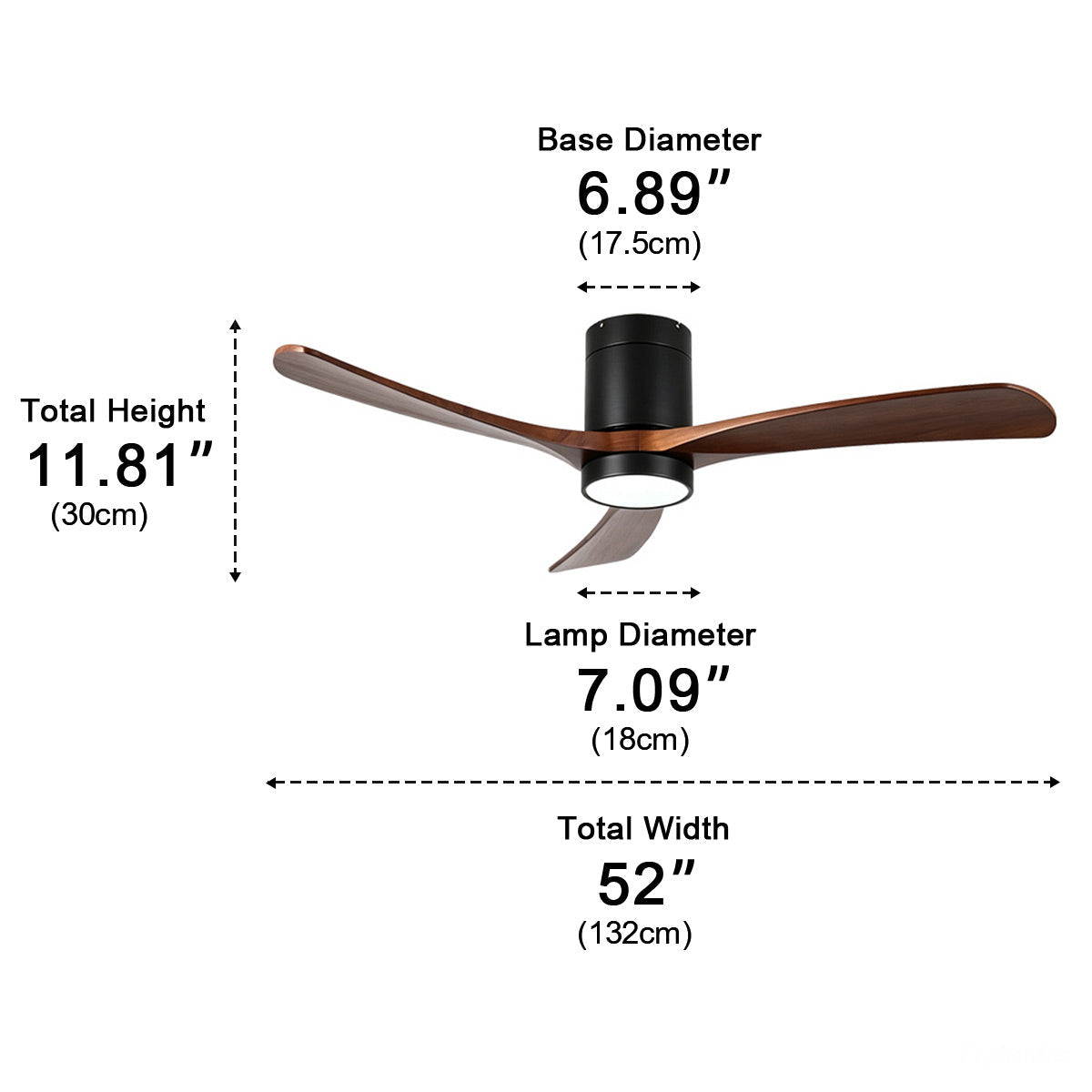 Modern Wood Ceiling Fan Light 6-Speed DC Motor Full-Spectrum