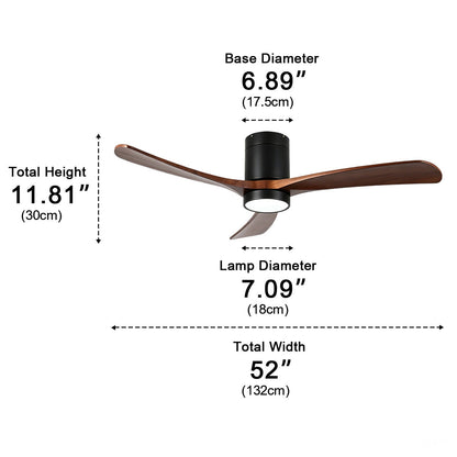 Modern Wood Ceiling Fan Light 6-Speed DC Motor Full-Spectrum