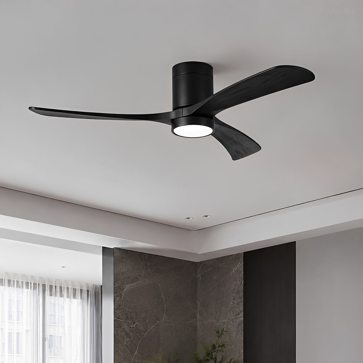 Modern Wood Ceiling Fan Light 6-Speed DC Motor Full-Spectrum