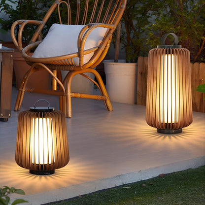 Waterproof Modern Ribbed Cylindrical LED Outdoor Floor Lamp Lantern