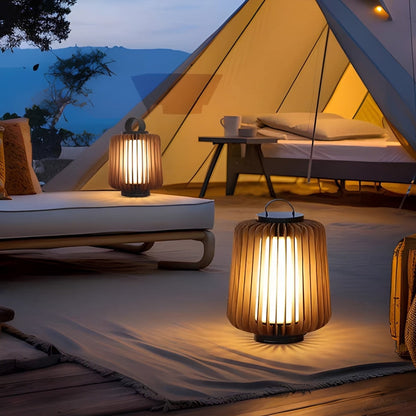 Waterproof Modern Ribbed Cylindrical LED Outdoor Floor Lamp Lantern