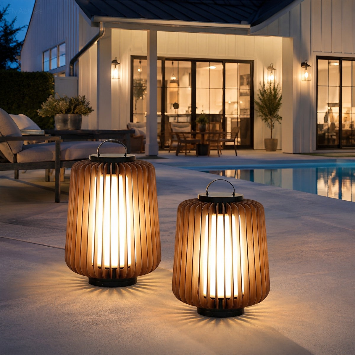 Waterproof Modern Ribbed Cylindrical LED Outdoor Floor Lamp Lantern