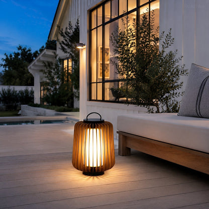 Waterproof Modern Ribbed Cylindrical LED Outdoor Floor Lamp Lantern