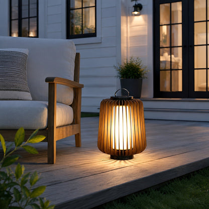 Waterproof Modern Ribbed Cylindrical LED Outdoor Floor Lamp Lantern