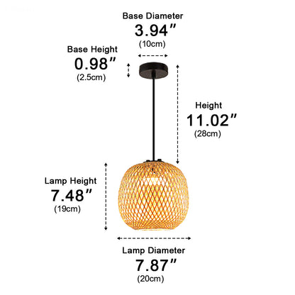 Waterproof Coastal Oval Wood Rattan LED Outdoor Pendant Light