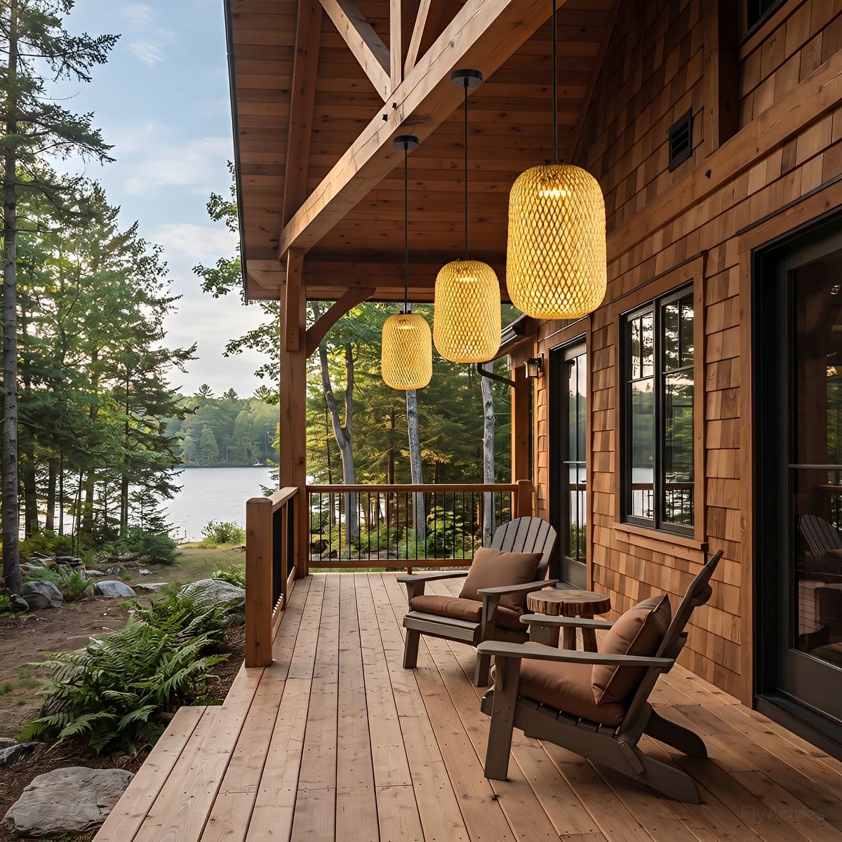 Waterproof Coastal Rounded Cylinder Rattan LED Outdoor Pendant Light