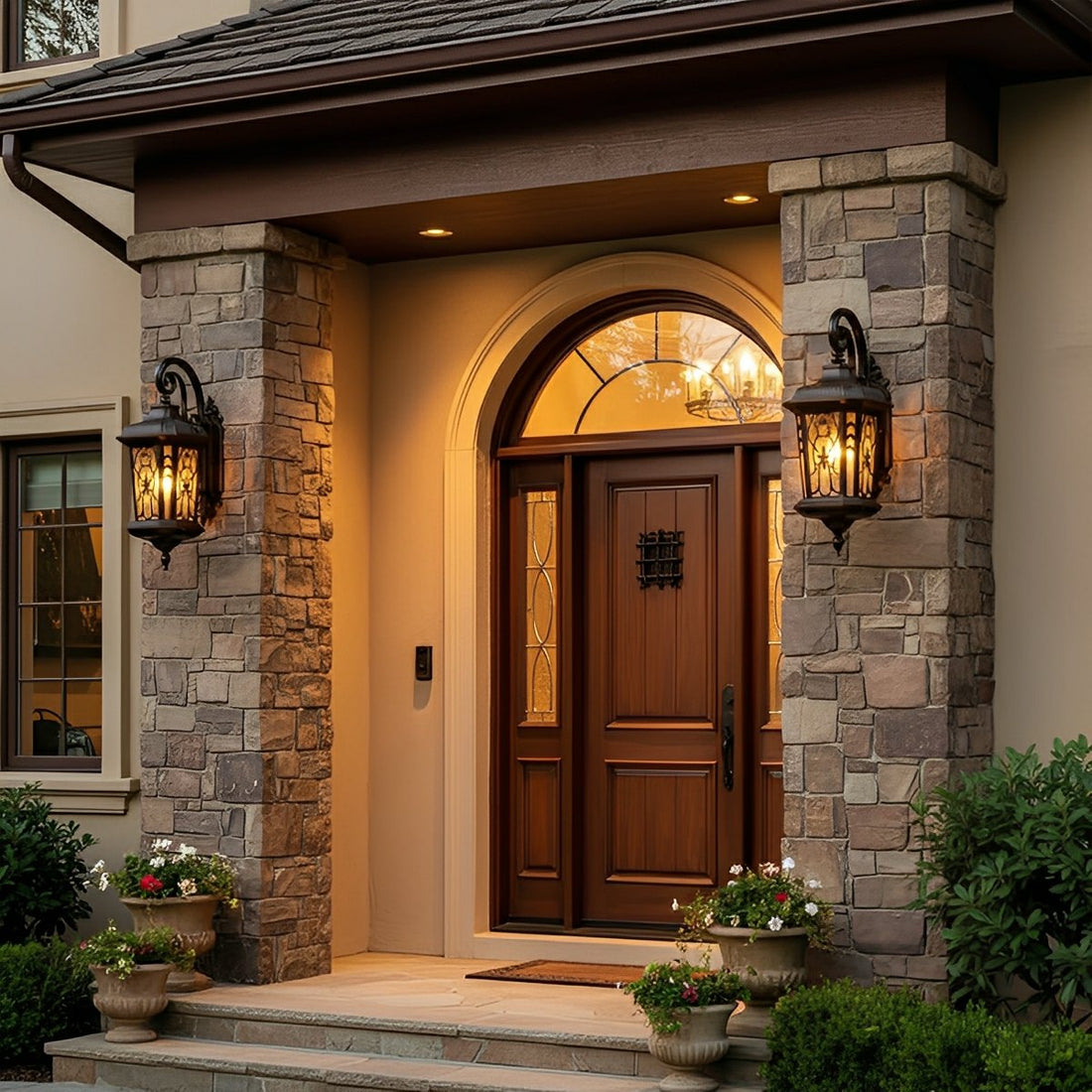 Vintage Waterproof Window Paper-cuts Outdoor LED Porch Light Exterior Wall Lights