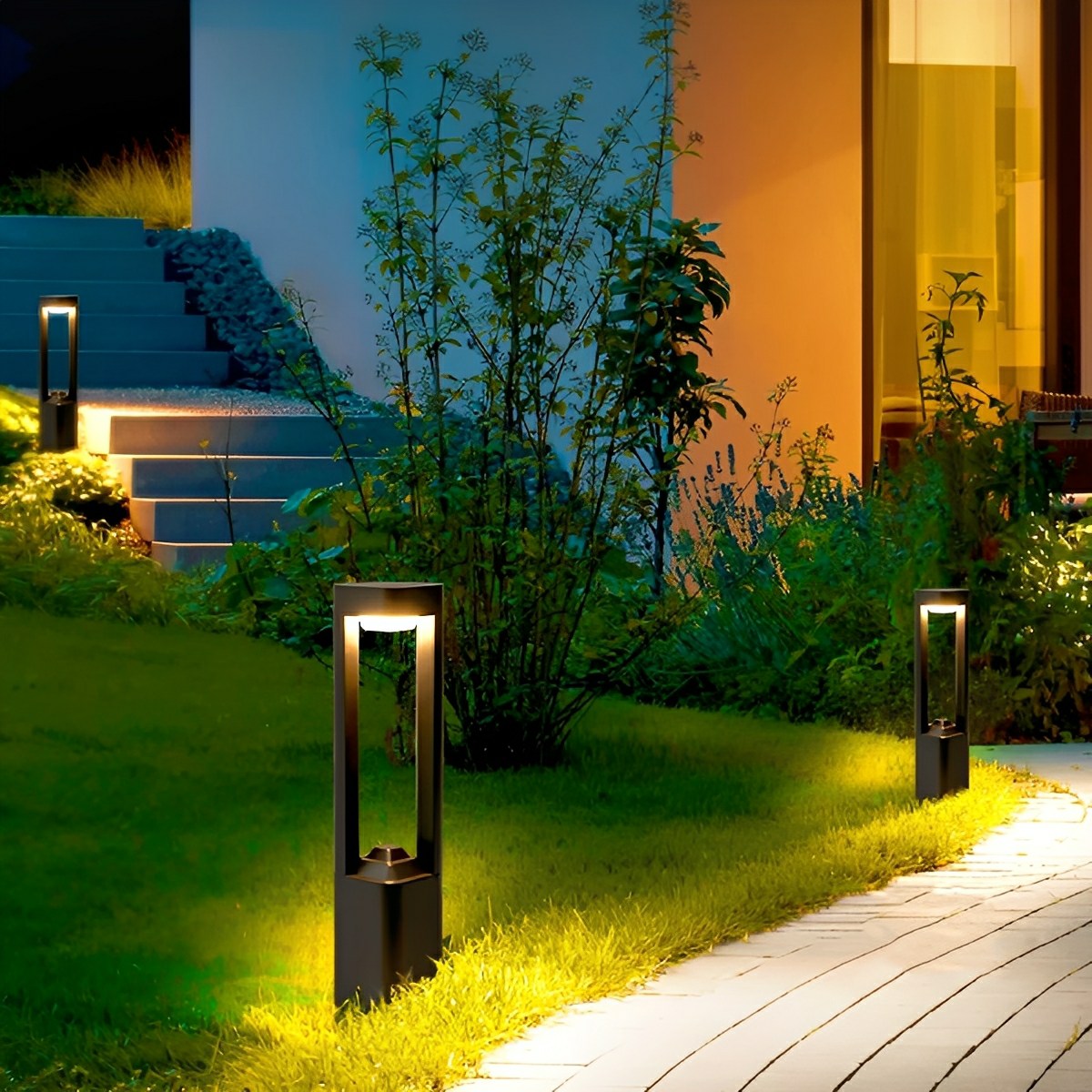 Rectangular Post Lights Waterproof Rectangular Frame LED Outdoor Post & Column Lights ...